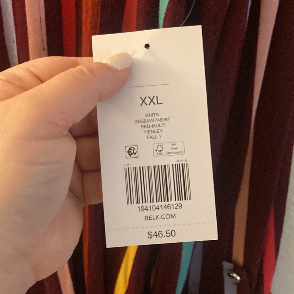 Kim Rogers NWT burgundy striped shirt - Picture 4 of 5